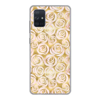 Produktbild von MuchoWow® Handyhülle Schutzhülle Hülle für Samsung Galaxy A71 Marmor - Gold - Rosen - Muster Silikon Softcase Handy Hülle - Kartenbesitzer