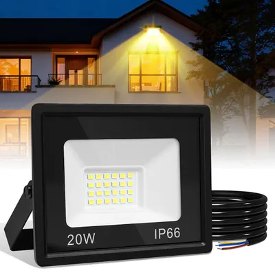 Image de Vigevee, projecteur LED extérieur, 20W, indice de protection IP66, angle de diffusion 120°, lumière blanc chaud 3000K, câble de 1 mètre sans prise, lot de 2