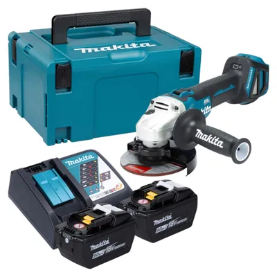 Produktbild von Makita DGA 511 Z Akku Winkelschleifer 18 V 125 mm Brushless + 2x Akku 9,0 Ah + Ladegerät + Makpac