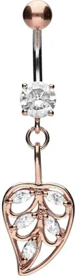 Produktbild von Bauchnabelpiercing Titan Bananabell mit 925er Silber-Design KRISTALLBLATT