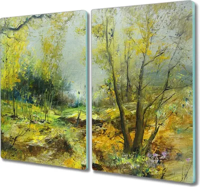 Produktbild von Coloray Hackbrett Kochplattenabdeckung Herdabdeckplatte 2x30x52 cm Schneidebrett Küchenbrett - Der Weg in den Wald