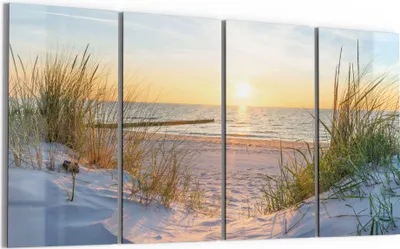 Produktbild von DEQORI Glasbild Echtglas 4x30x60 cm 'Abendsonne an der Ostsee' Wandbilder XXL groß