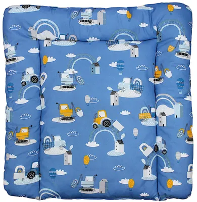Produktbild von TupTam Baby Wickeltischauflage mit Baumwollbezug Gemustert, Farbe: Traktoren / Regenbögen / Blau, Größe: 75 x 85 cm