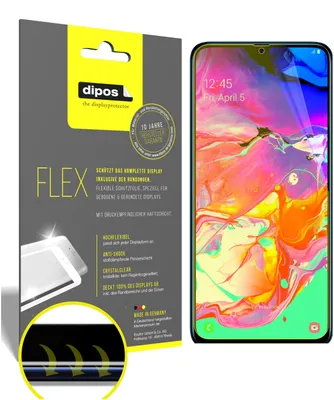 Produktbild von 3x Samsung Galaxy A70 Schutzfolie Folie, 100% Displayabdeckung, dipos Flex