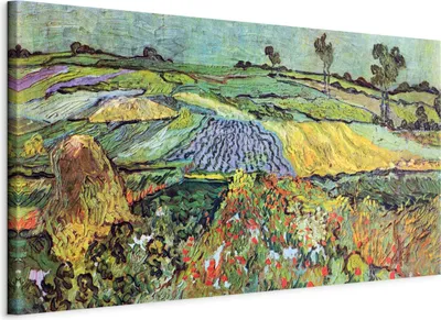 Zdjęcie produktu dla Włoski obraz na płótnie - Pola w Auvers 100x45 cm Reprodukcja l-G-10149-b-a