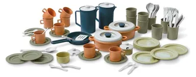 Produktbild von Eduplay Green Eco Kaffee- und Essgeschirr 79-teiliges Spielzeugset