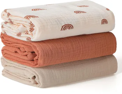 Immagine prodotto di Coperta in mussola per neonati - Grande coperta in mussola - 100 x 100 cm - Morbida e traspirante - Coperta in mussola di cotone