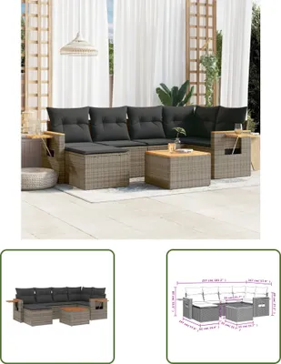 Produktbild von The Living Store 7-tlg. Garten-Sofagarnitur mit Kissen Grau Poly Rattan