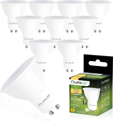Produktbild von LUMILED GU10 LED Lampe PAR16 Leuchtmittel 12W Ersetzt 100W Halogenlampen 1320lm 3000K Warmweiß 120° Abstrahlwinkel 10er Pack Spots Energieeffizient Reflektor Lampe Nicht dimmbar