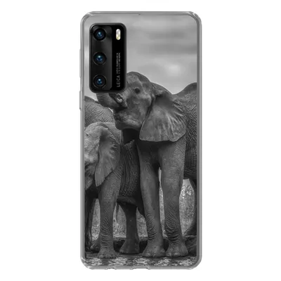 Produktbild von MuchoWow® Handyhülle Schutzhülle Hülle für Huawei P40 Elefant - Tiere - Wasser - Schwarz und weiß Silikon Softcase Handy Hülle - Handytasche