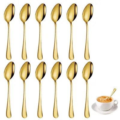 12 Kaffeelöffel Edelstahl gold 13,6 cm Espressolöffel