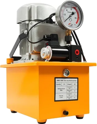 Obrázek produktu pro Elektrické hydraulické čerpadlo – jednopůsobový ruční ventil – výkon 750 W – tlak 2–70 MPa – otáčky 1400 ot./min – průtok 0,9–5 l/min – nádrž 7 l – zástrčka EU