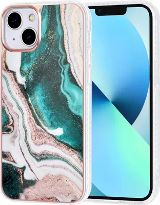 Produktbild von UNIQ Accessory iPhone 13 & 14 TPU Back Cover - Marble Green
