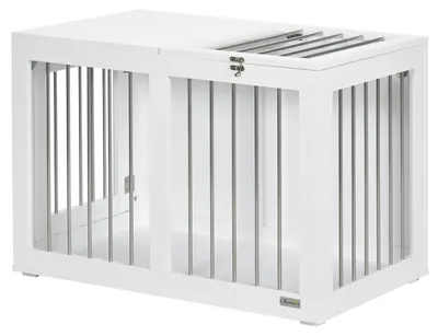 Obrázok produktu pre Klietka pre psov Pawhut PawHut - so stolíkom - biela - 80 x 50 x 56,5 cm