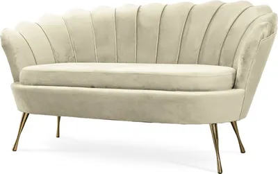 A studio shot of a beige sofa.
