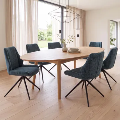 Obrázek produktu pro Sada 6 jídelních židlí HWC-O48, kuchyňská židle, otočná s automatickým návratem, potah: tkanina chenille (410 g/m²), Öko-Tex, tmavě zelená barva