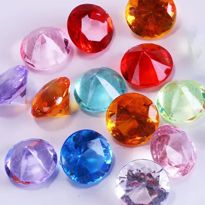 Zdjęcie produktu dla Diamenty akrylowe kolorowe 50 szt średnica 18,5mm dekoracyjne kryształki akrylowe