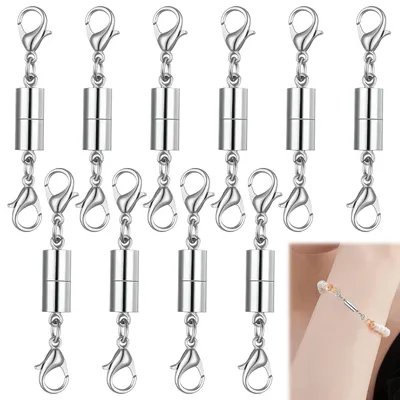 Magnetische Schmuckverschlüsse, 10 Stück, Silber, Karabinerhaken