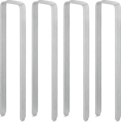 Produktbild von Famanu Grundpinnen Set von 4 - U-förmig - Verzinkt - Stabil - XXL - 30 x 6 x 25 cm - Silber