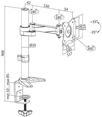 Immagine prodotto di LogiLink BP0075 Braccio per monitor TFT/LCD LogiLink, alluminio, lunghezza braccio: 246 mm