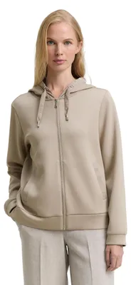 Produktbild von Tom Tailor Damen Sweatjacke mit Kapuze und seitlichen Eingriffstaschen, knitterarm, elastisch