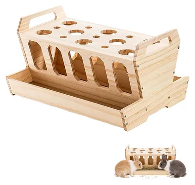 Holzheuraufe mit Sitzbrett, 30x23x16 cm, für Kaninchen
