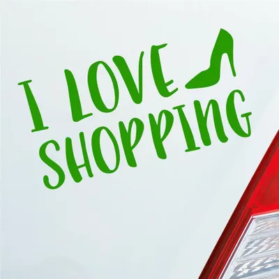 Produktbild von Auto Aufkleber I Love Shopping Pumps Schuhe 19x10 cm Hellgrün Sticker Heckscheibenaufkleber