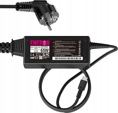 Produktbild von Laptop Ladegerät 65W USB-C + Stromkabel. Kompatibel mit HP, Dell, Asus, Lenovo, Toshiba, Acer und anderen