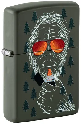 Produktbild von Zippo Feuerzeug Bigfoot Green Matte Color Old Man Sturmfeuerzeug mit Yeti Motiv