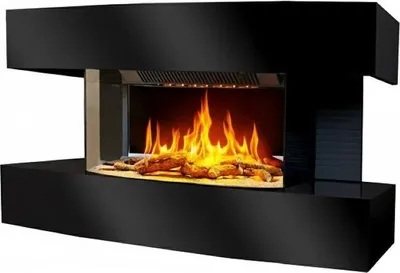 Image de CHEMIN'ARTE - Cheminée électrique Murale Lounge Médium Noire 82 cm Effet Flammes LED, Chauffage programmable, Télécommande