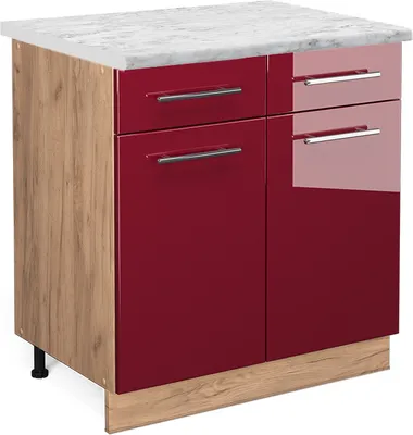 Obrázek produktu pro Spodní skříňka kuchyňské linky Vicco Fame-Line Bordó červená vysoký lesk 80 cm , PD Mramor, Model 45585