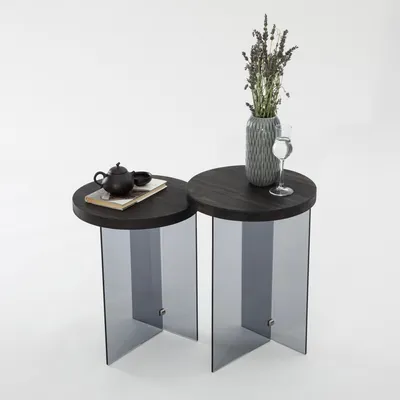 Zdjęcie produktu dla Skye Decor, Serenity 2 - Anthracite, Dark Grey, stolik kawowy, 100% szkło hartowane, antracyt, 35 x 51 cm