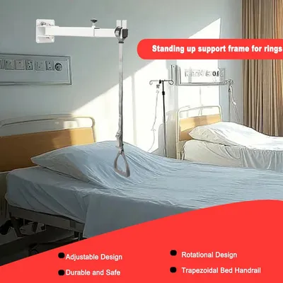 Produktbild von Bettgalgen - Wandmontierter Patientenheber - Für Senioren - 80 kg Tragfähigkeit - Schwenkarm - 5 Positionen - 0–180° - Transfer Zum Rollstuhl