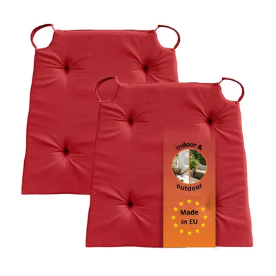 Productafbeelding van Set van 2 stoelkussens 42 x 40 cm, voor binnen en buiten, 100% microvezel, rood, sleepling