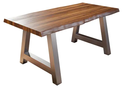 Produktbild von Esstisch Baumkante Massiv Akazie nussbaumfarben 220 x 100 A-Gestell silber ALICANTE