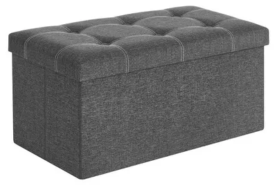 Produktbild von Aufbewahrungsbank mit verstecktem Stauraum – Leinenoptik – Dunkelgrau – 76 x 38 x 38 cm