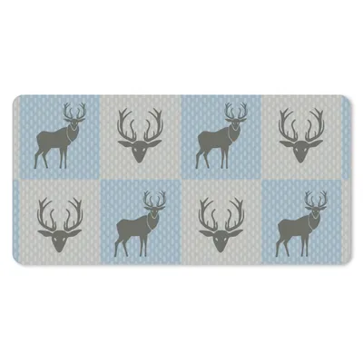 Produktbild von MuchoWow® Schreibtischunterlage Hirsche - Punkte - Blau 80x40 cm - XXL Mauspad - Gaming Mauspad