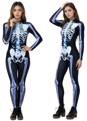 Produktbild von Damenkostüm mit Schmetterlingsskelett - Einteiliger Ganzkörperanzug - Polyester - Halloween - Fasching - Größe XL