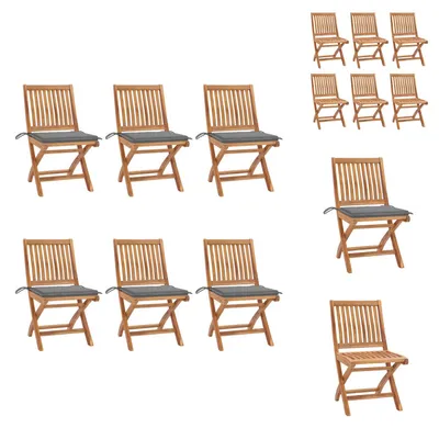 Immagine prodotto di vidaXL Sedie da giardino pieghevoli con cuscino 6 pz. Legno massiccio teak - sedie da giardino