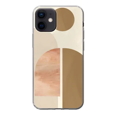 Produktbild von MuchoWow® Handyhülle Schutzhülle Hülle für iPhone 12 Rosa - Braun - Design Silikon Softcase Handy Hülle - Schutzhülle