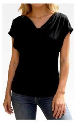 Produktbild von Damenbluse aus Satin mit Wasserfallkragen, elegante Langarmshirts für festliche Anlässe, seidig glänzende Hemdbluse für die Arbeit, lässige Tunika für den Sommer