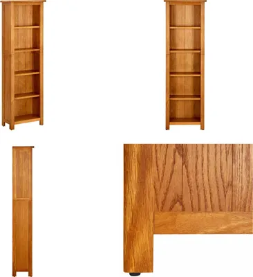 Imagen del producto de vidaXL Estantería de 5 compartimentos, 45x22x140 cm, madera maciza de roble - Estantería para libros - Estanterías para libros - Librero - Libreros