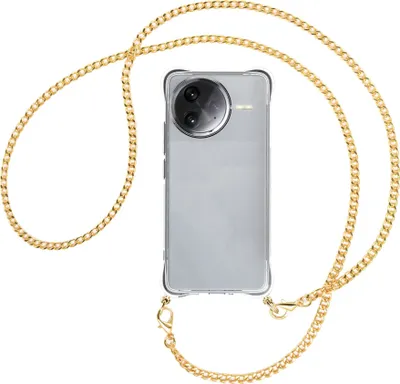 Produktbild von Handykette Backcover-Schutzhülle mit Band (Metall goldfarben) für Xiaomi Redmi K80 Pro 5G - goldfarbene Kette