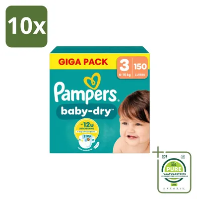 Productafbeelding van 10 x Pampers Baby-Dry luiers, maat 3 - grootverpakking - 10 stuks