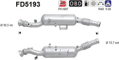 Produktbild von AS FD5193 Dieselpartikelfilter Rußpartikelfilter DPF passend für MERCEDES-BENZ SPRINTER 3,5-t Kasten (906) Euro 6 Abgasanlage Diesel