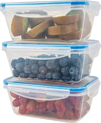 Obrázek produktu pro Sada tří plastových úložných boxů s víkem od Unyqoos®️ – 100% vodotěsná – obědové boxy, nádoby na potraviny, úložné nádoby vhodné do myčky, mikrovlnné trouby a mrazničky