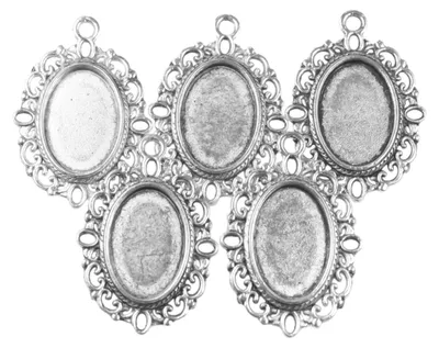 Anhänger m. Fassung, 33,5x24x2mm, oval antik silber