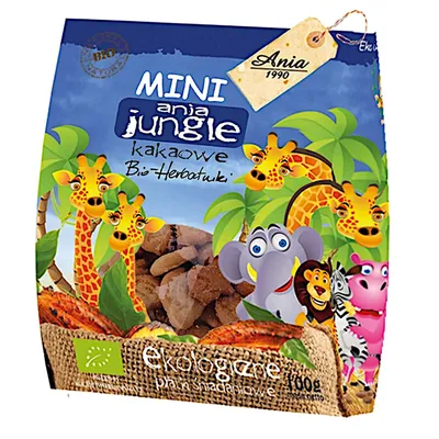 Zdjęcie produktu dla Ciastka kakaowe Mini Jungle100g BIOPLANET