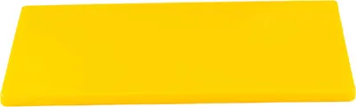 A plain yellow cutting board is shown from a slightly elevated angle against a white background.
