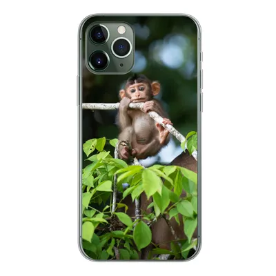 Produktbild von MuchoWow® Handyhülle Schutzhülle Hülle für iPhone 11 Pro Baby - Affe - Äste Silikon Softcase Handy Hülle - Handy